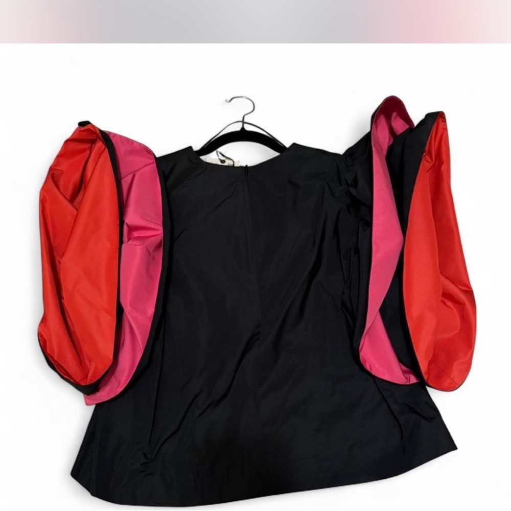 Zara Black Blouse with Pink and Red Sleeves